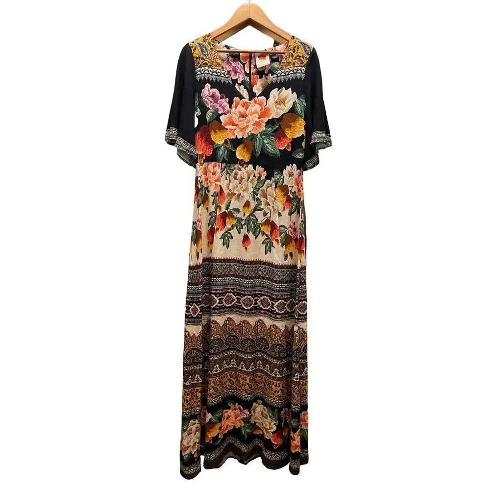 Farm Rio Esmeralda Floral Maxi Dress | Cottagecore, Boho Peasant S Sold Out Rare - Picture 6 of 8